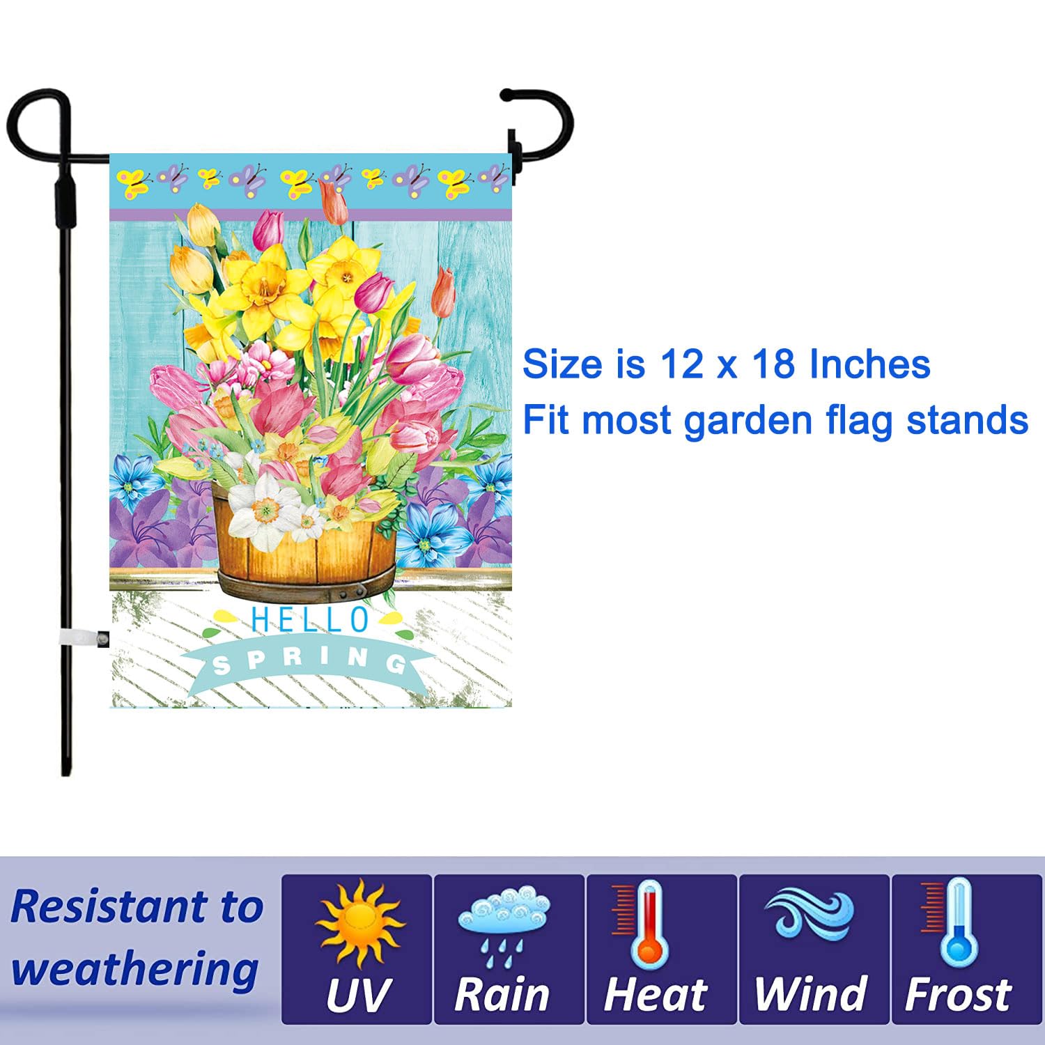 CDLong two-sided garden flag design readable from both sides for versatile display.