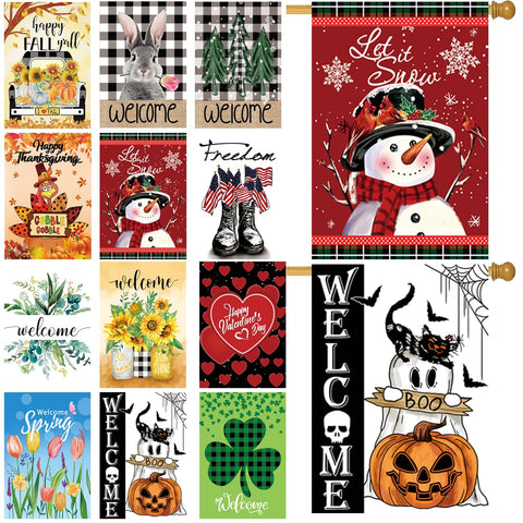 CDLong seasonal flag spring welcome with double-sided display for yard decoration
