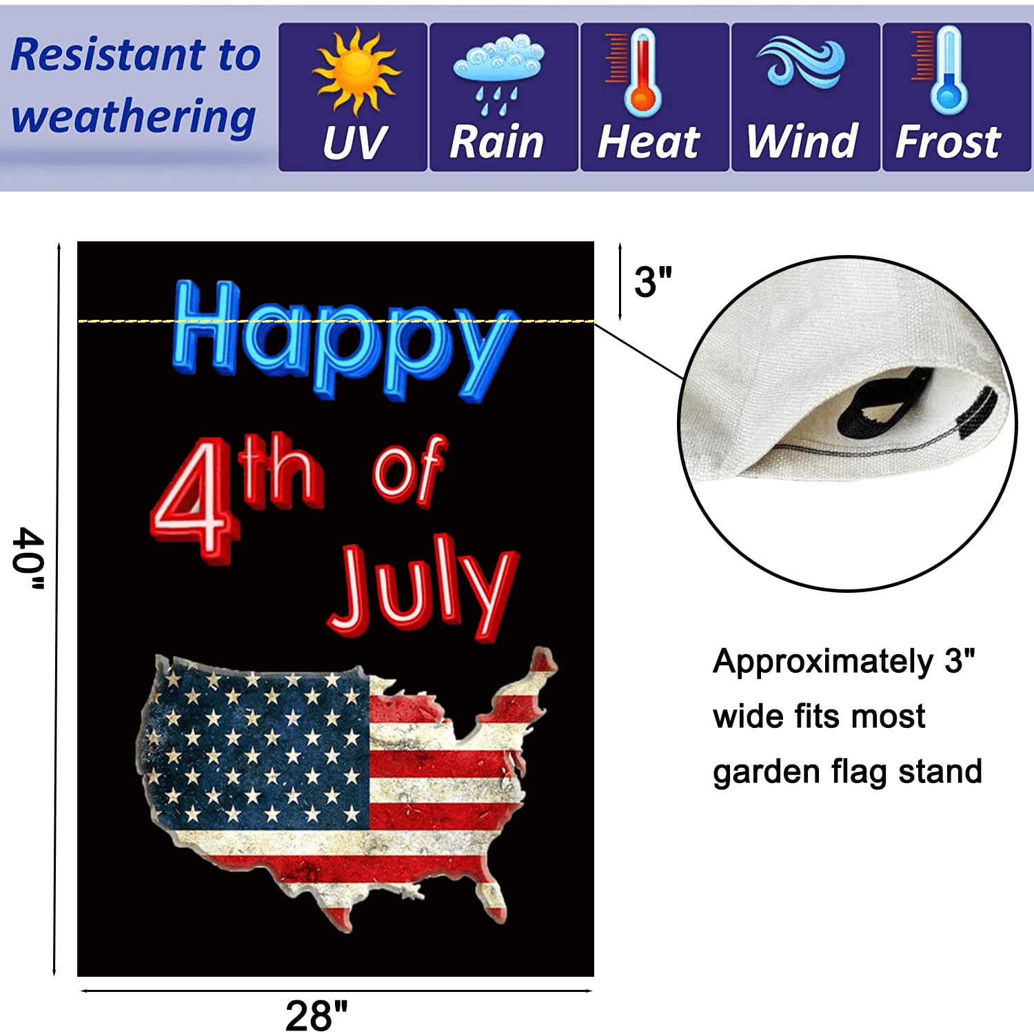 CDLong seasonal flag 4th of July design enhances summer curb appeal.