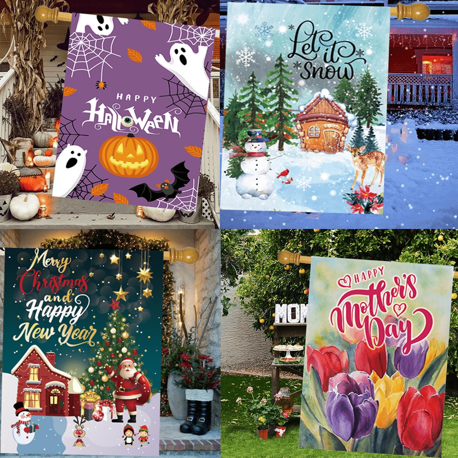 CDLong seasonal flag Christmas design brings holiday cheer to your yard.