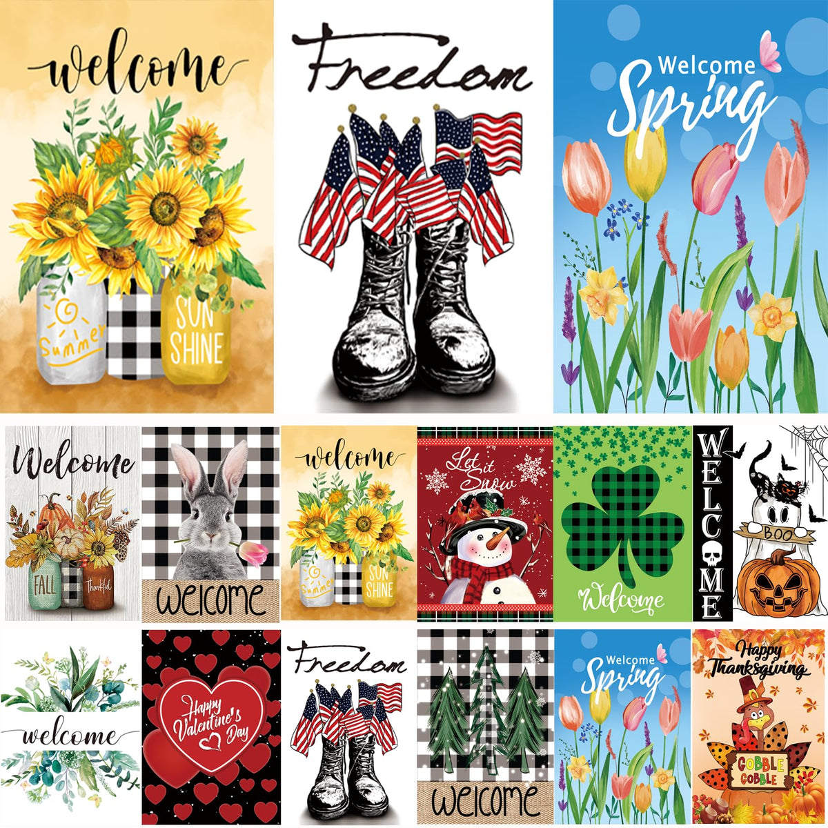 CDLong seasonal garden flags double-sided design visible from both sides on your porch