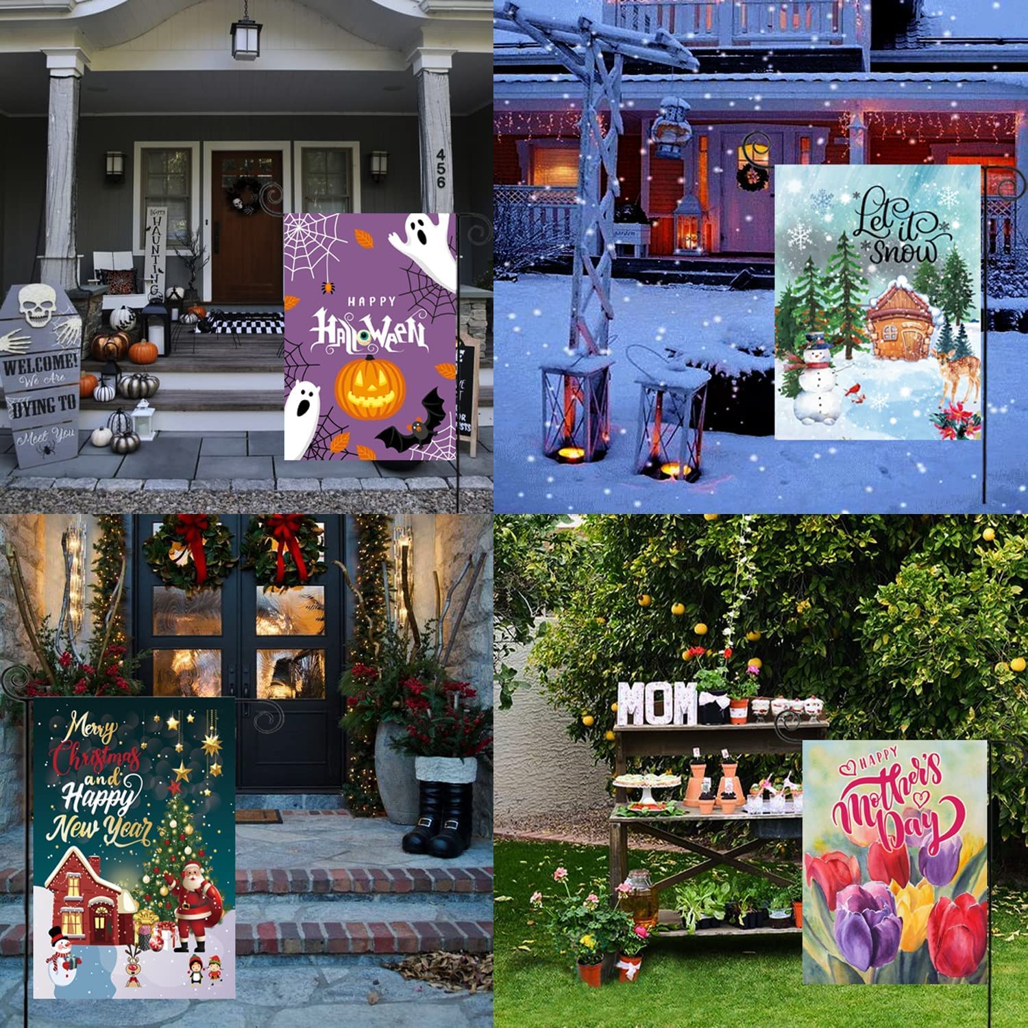 CDLong Winter flag, cozy motif for year-round yard display.