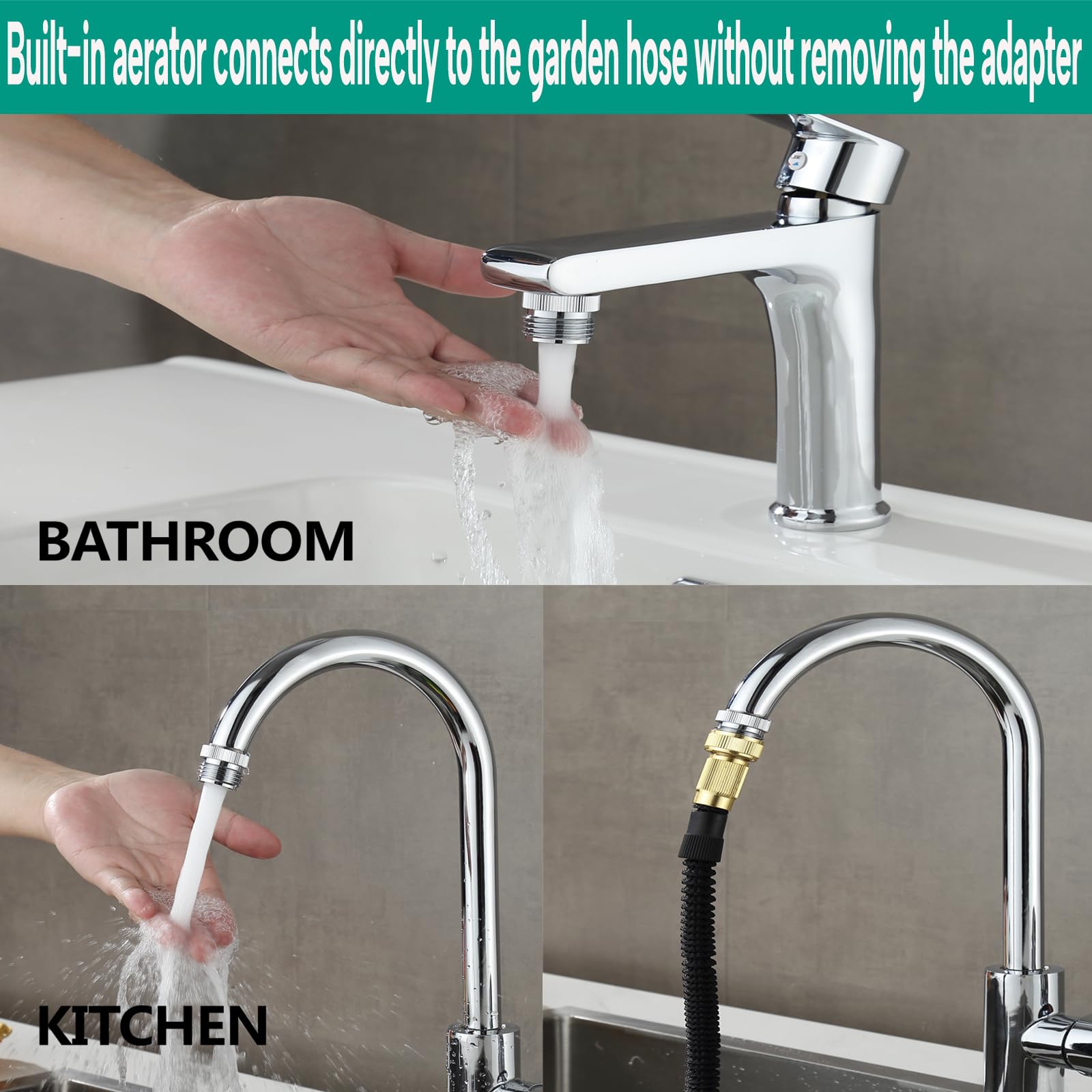 Ceaeso aerator connected faucet-to-hose for versatile garden use.
