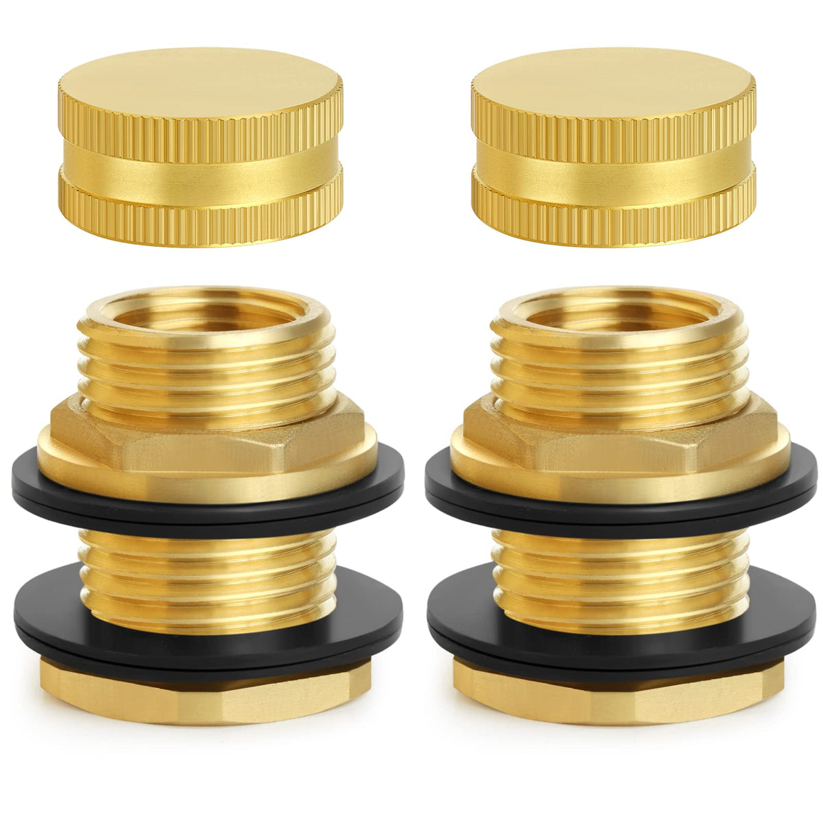 CEAESO brass bulkhead fitting with plug for durable, leak-resistant rain barrel connections