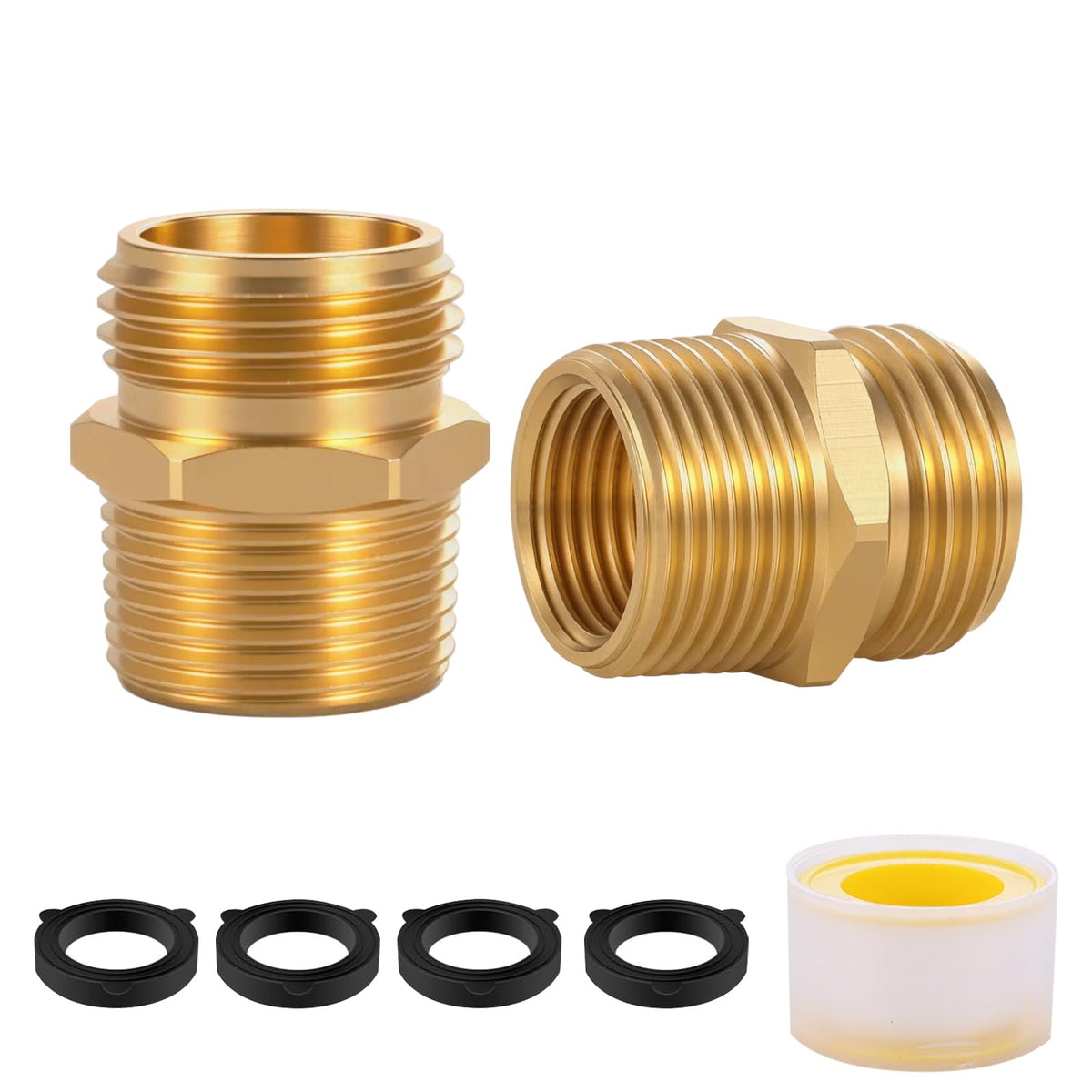 Ceaeso brass garden hose fitting showing 3/4 inch GHT and 3/4 inch NPT male threads for versatile connections.