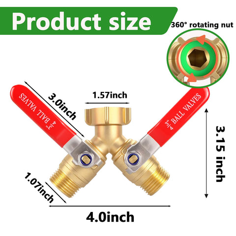 Ceaeso brass hose splitter large-ball-valve provides smooth control on both outlets.