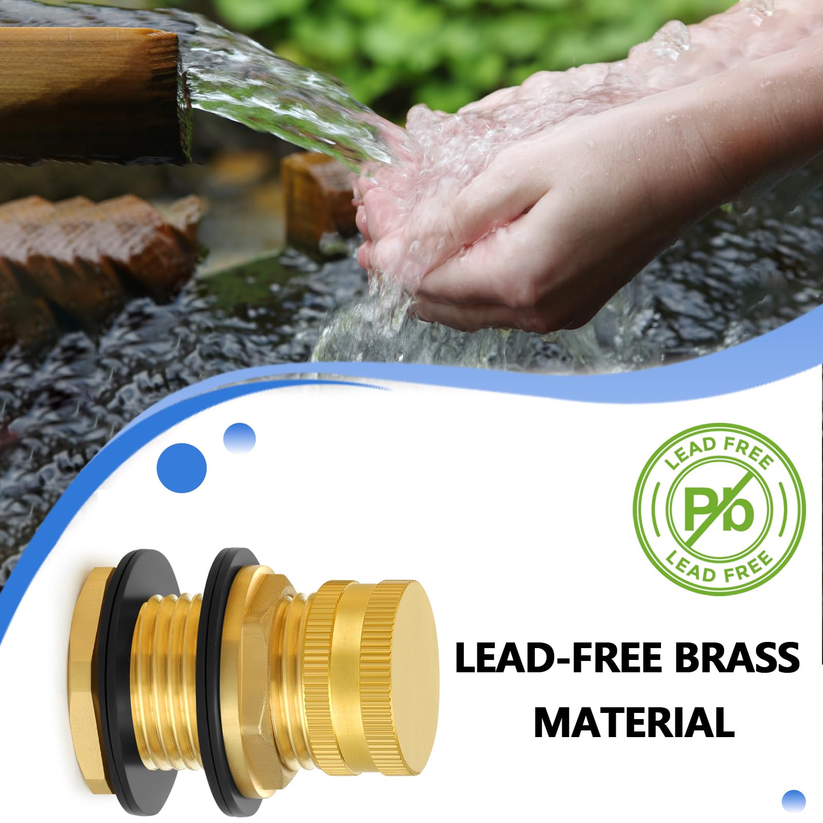 CEAESO brass rain barrel hose adapter for versatile water flow setup