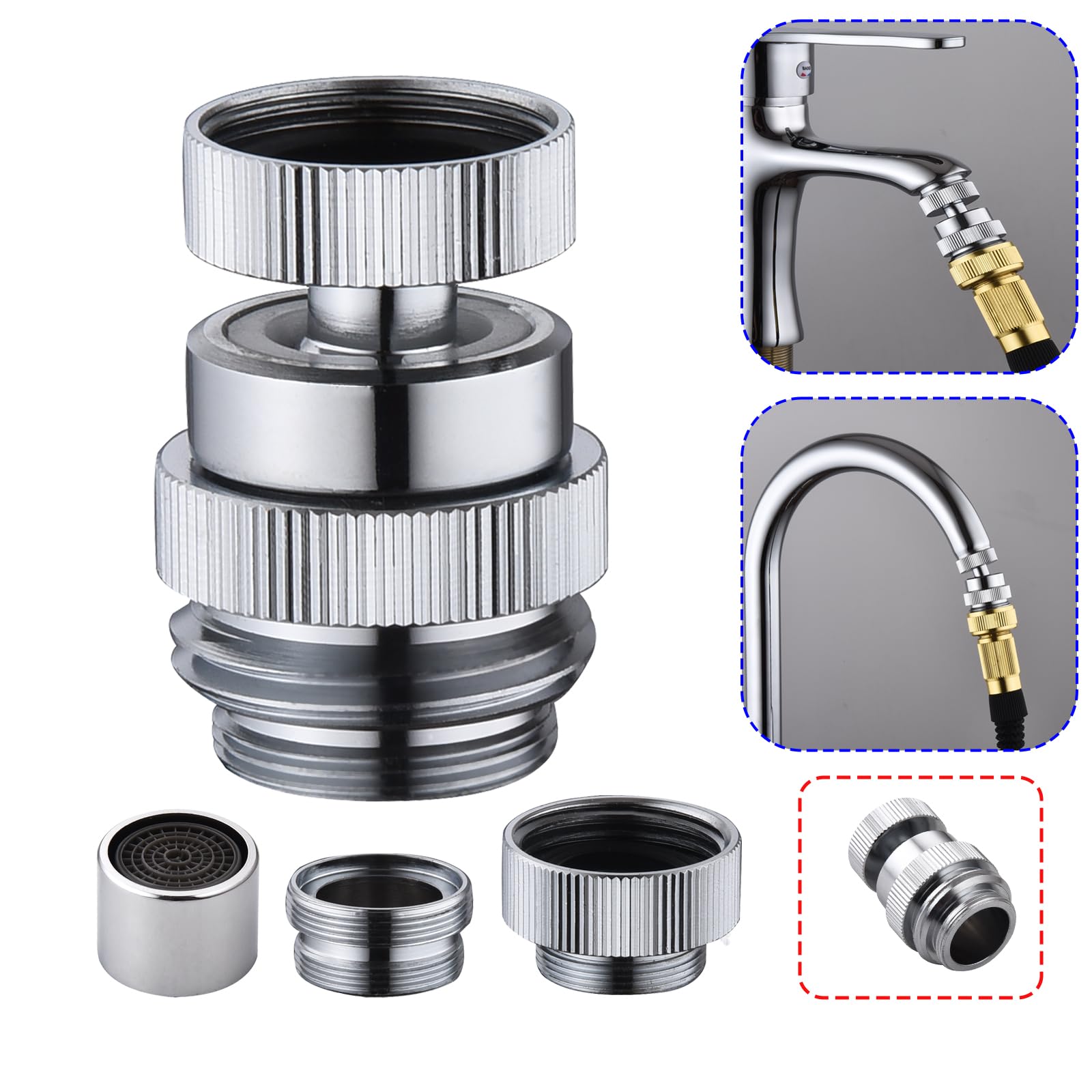 Ceaeso brass sink faucet adapter front view showing sturdy chrome finish for reliable connections