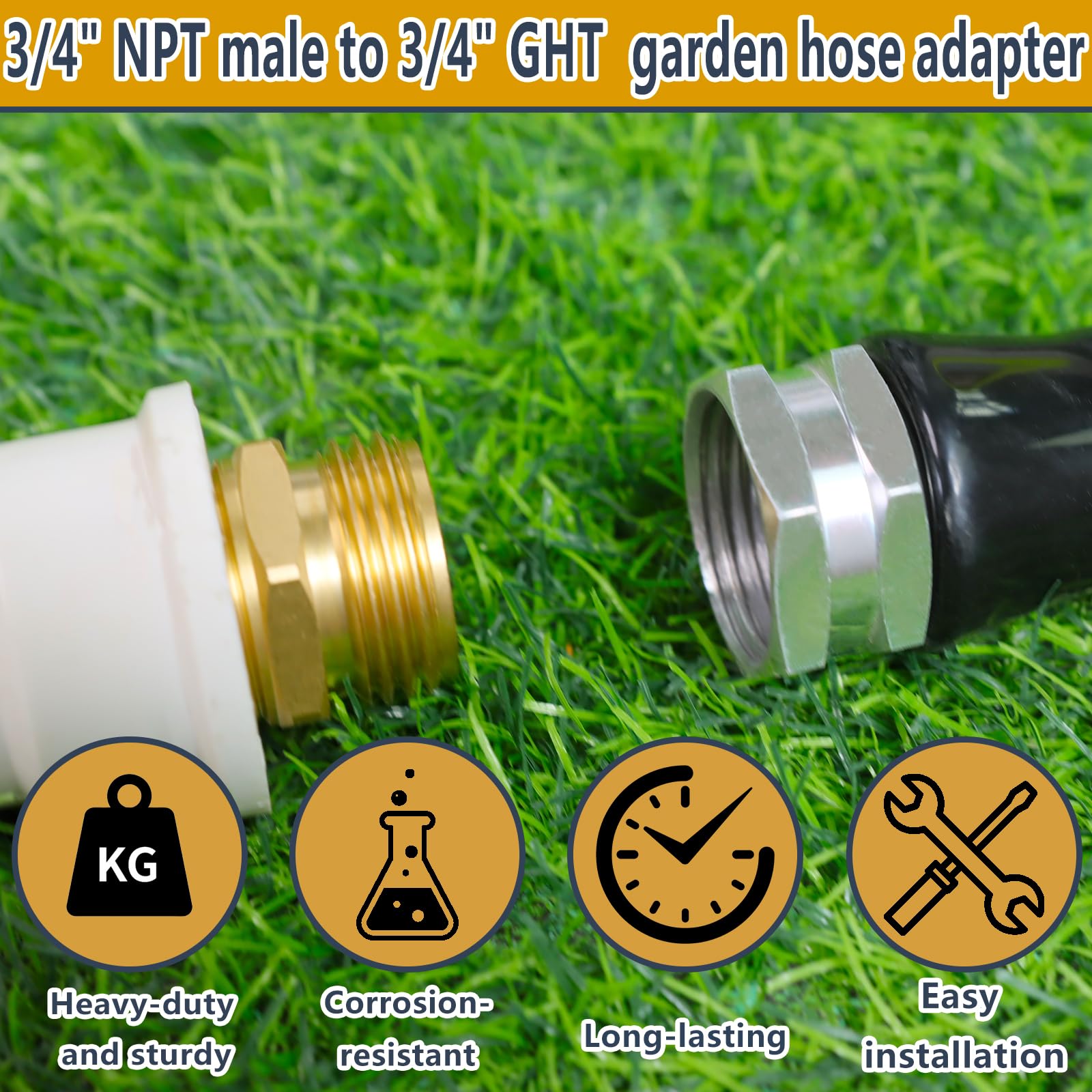 Easy-installation brass fitting from Ceaeso designed for tool-free outdoor setup.