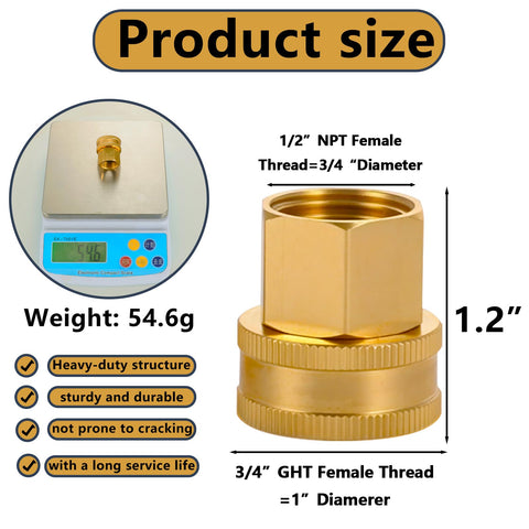 Ceaeso double female 3/4 x 1/2 inch NPT adapter offers flexible hookups.