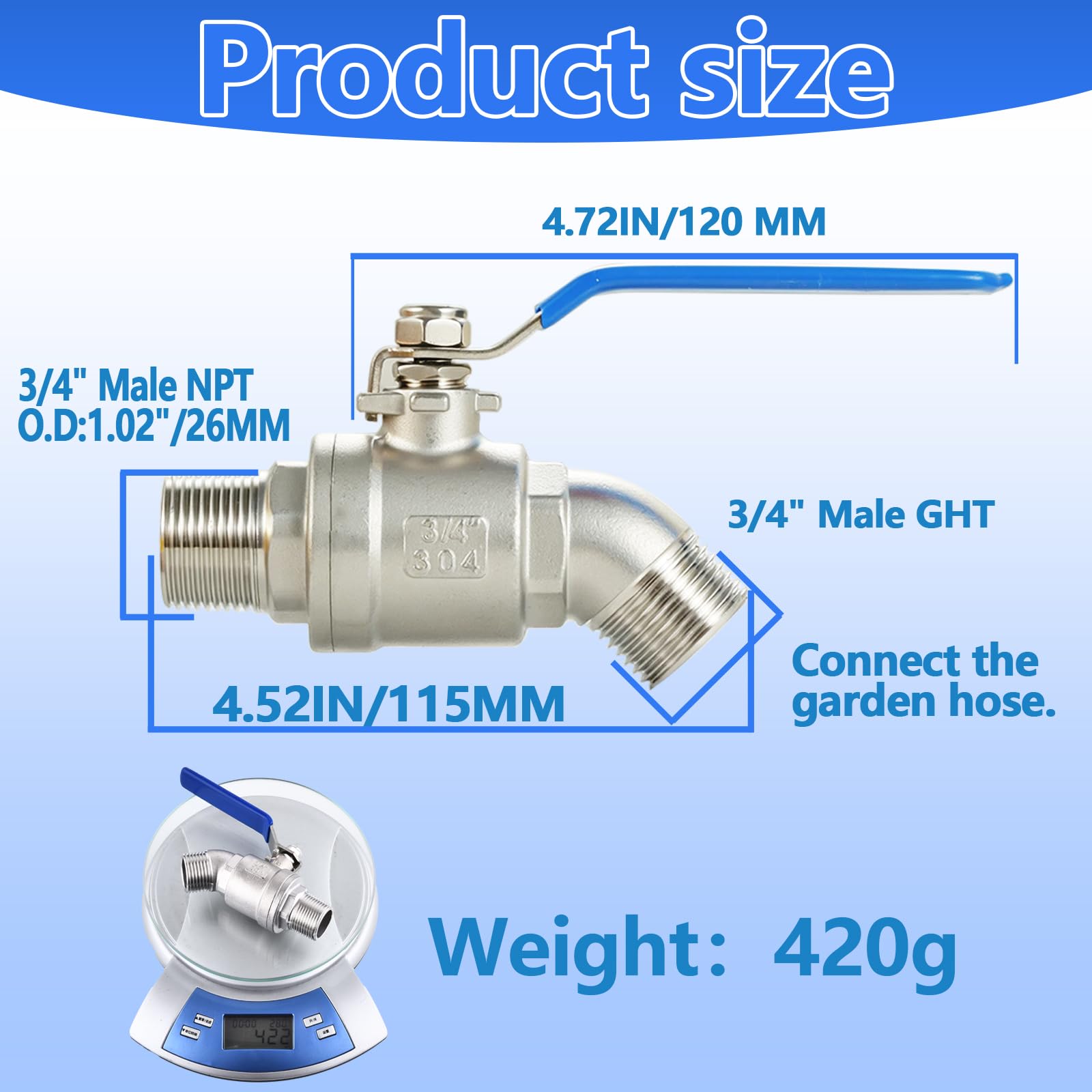 CEAESO heavy-duty outdoor faucet with 3/4in NPT inlet for reliable attachment.