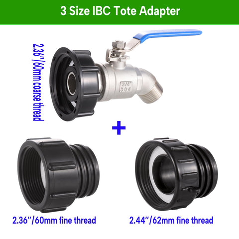 Faucet connection on the adapter ready for garden hose setup.