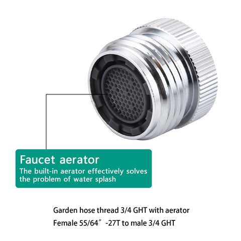 Ceaeso sink faucet hose adapter in chrome for bathroom or kitchen.