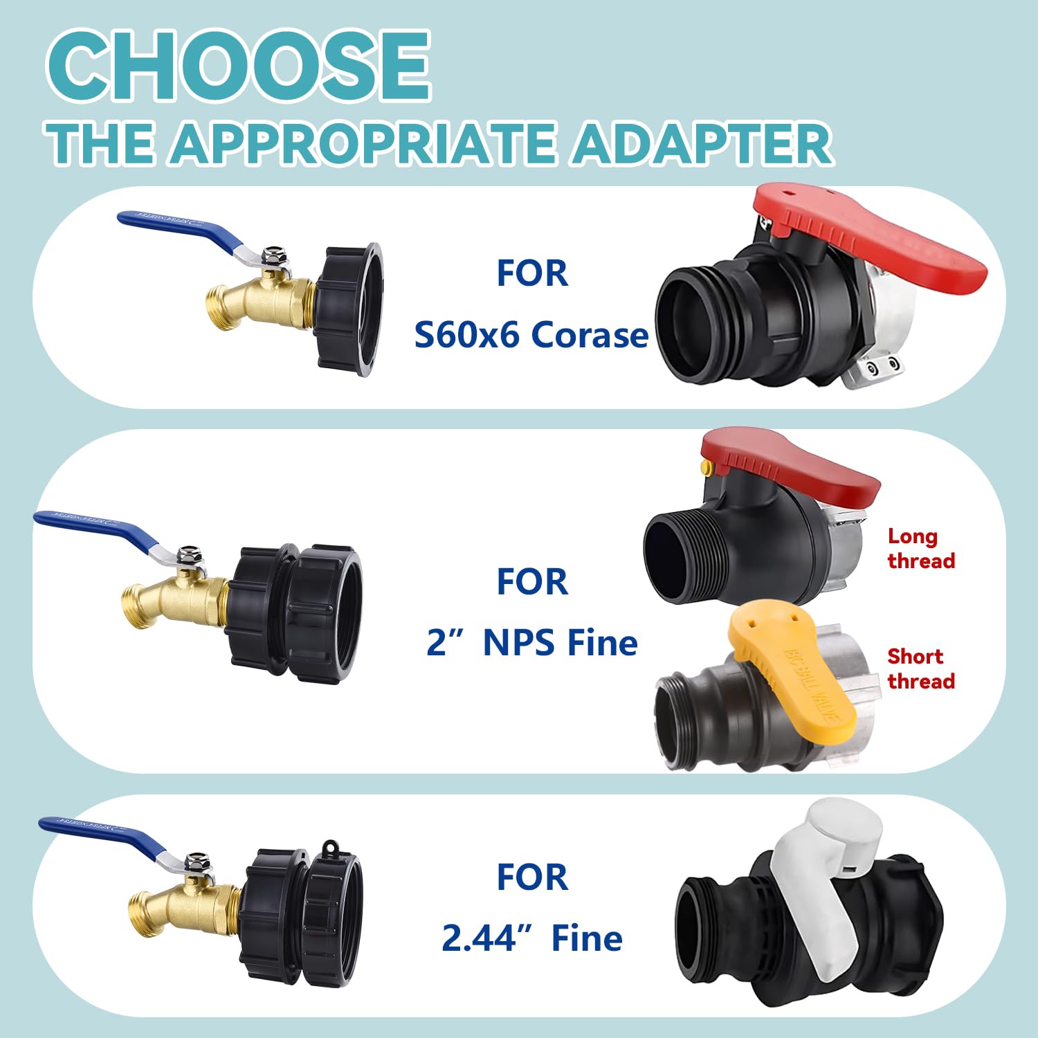 Ceaeso three-size hose adapter shown with multiple thread options for flexibility.
