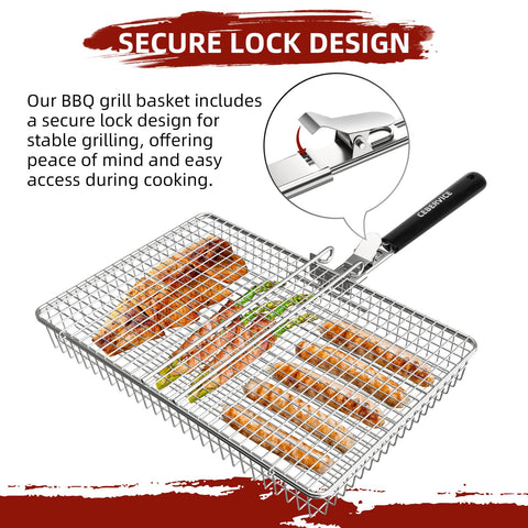 CEBERVICE secure locking mechanism on grill basket for safe flips