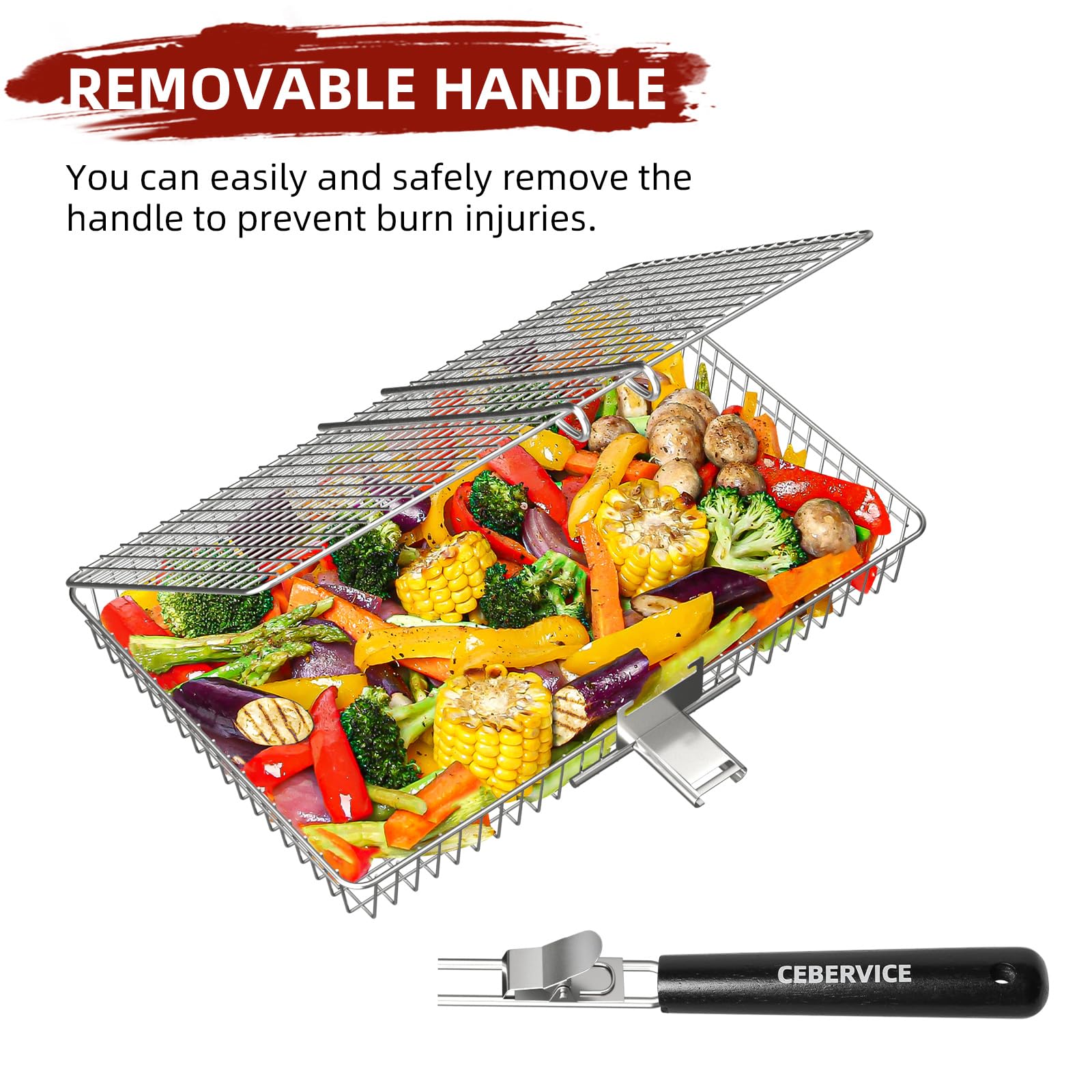 CEBERVICE portable folding grill basket for camping and travel