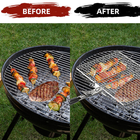 CEBERVICE removable handle on grill basket for easy storage