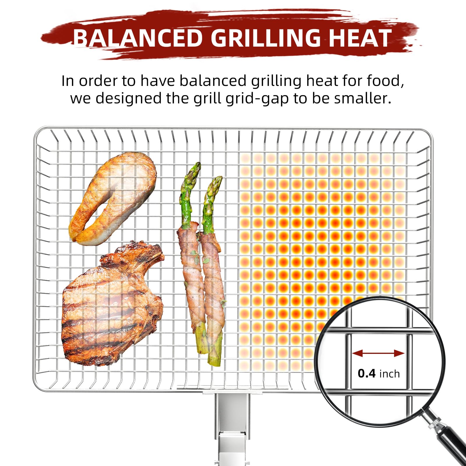 CEBERVICE wooden handle on grill basket for safe, cool grip