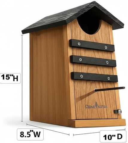 CEDAR ALPHA backyard sanctuary—handcrafted cedar design attracts diverse birds.