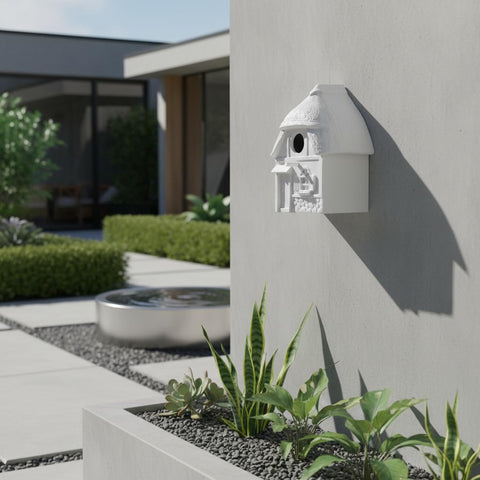 CEDAR ALPHA window-mount bird house enables secure viewing and easy access.