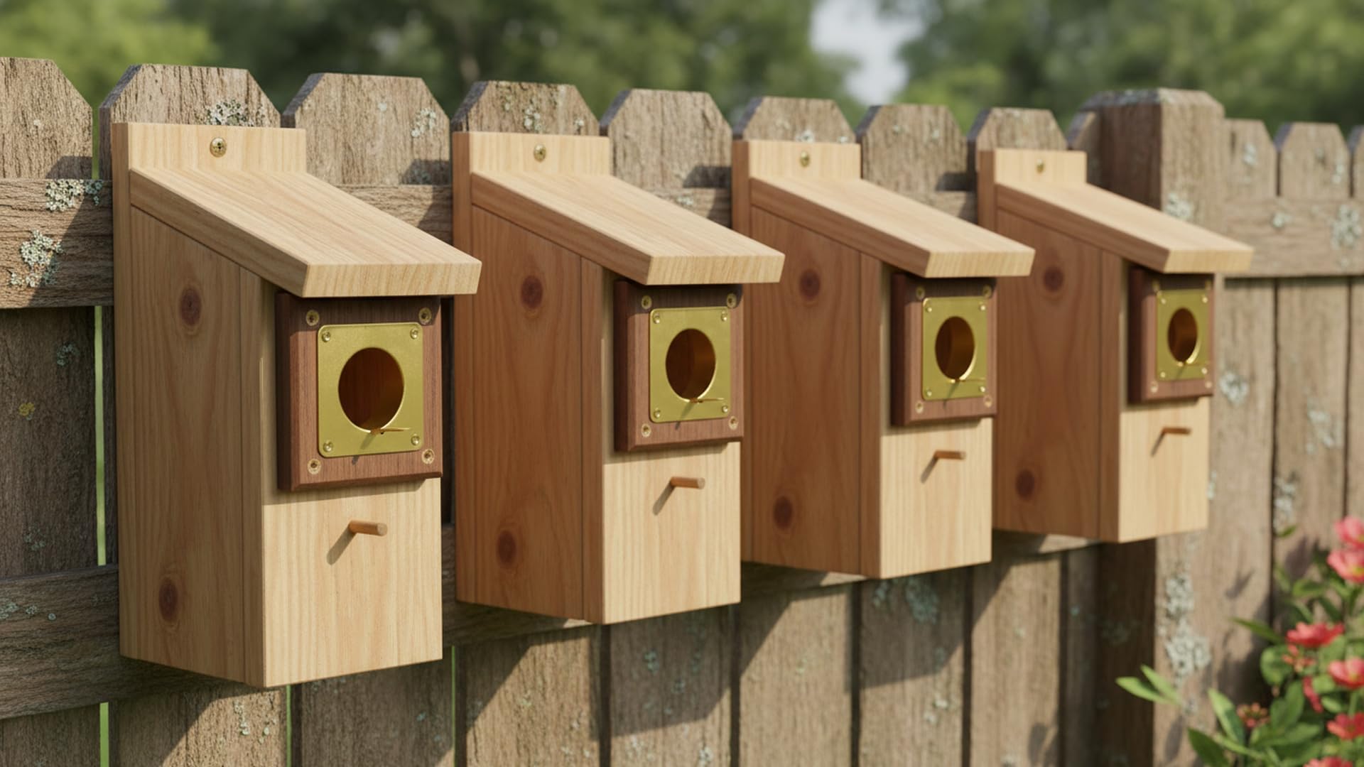 CEDAR ALPHA bluebird entry-hole guard installed on box.