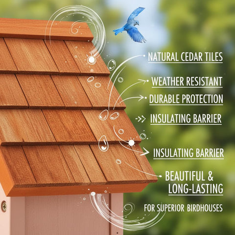 CEDAR ALPHA bluebird house in cedar wood construction for longevity