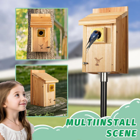 Recessed floor design helps keep nesting dry after rain.