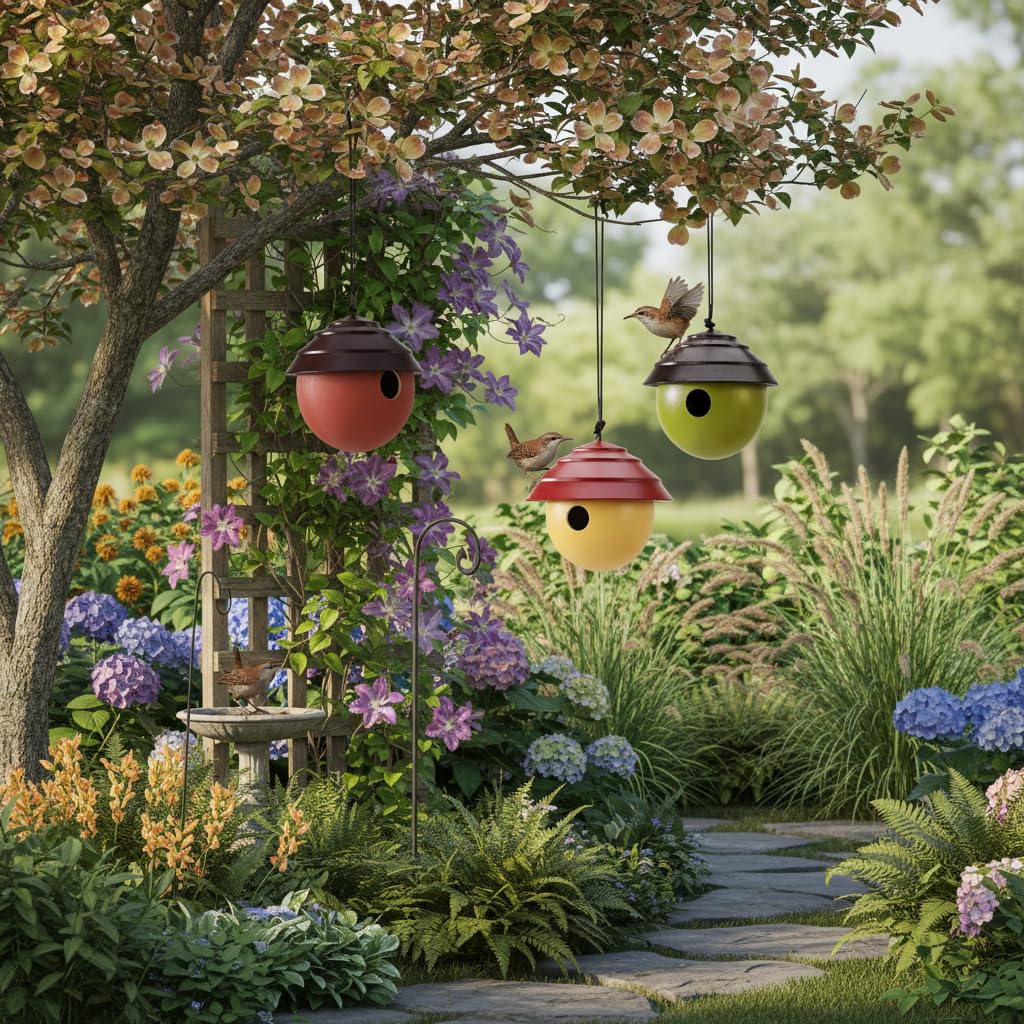 Cedar Alpha cozy habitat for wrens and chickadees in a garden setting