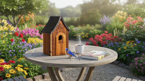 Cedar Alpha landing perch guard protects entry for small birds