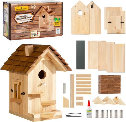 CEDAR ALPHA large bird house in outdoor setup ready for nesting.