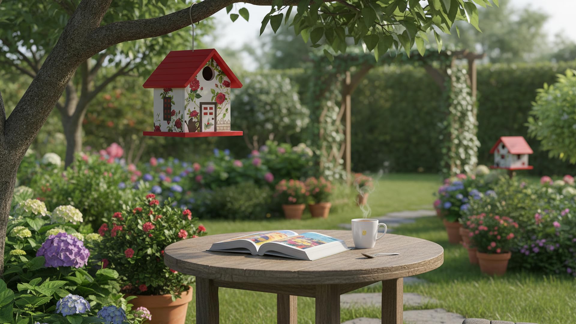CEDAR ALPHA Spring Melody red finish provides a vibrant focal point in your yard.
