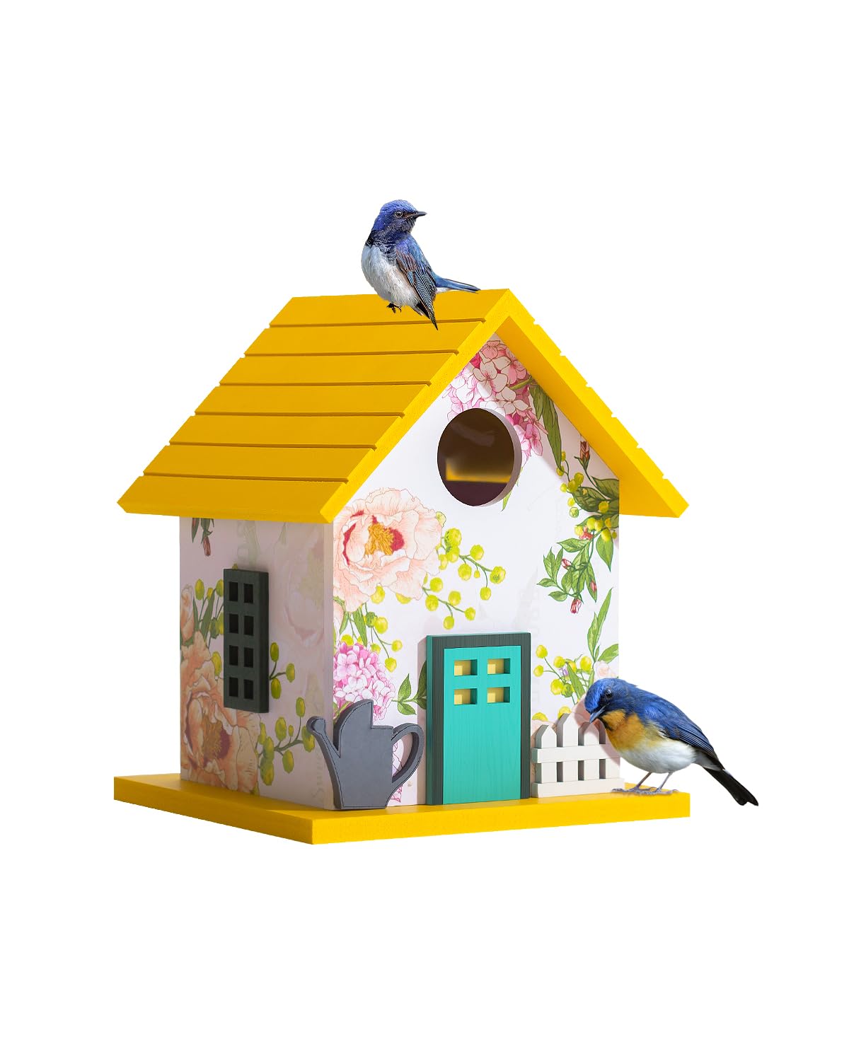 CEDAR ALPHA Spring Melody bluebird house front view shows durable outdoor housing