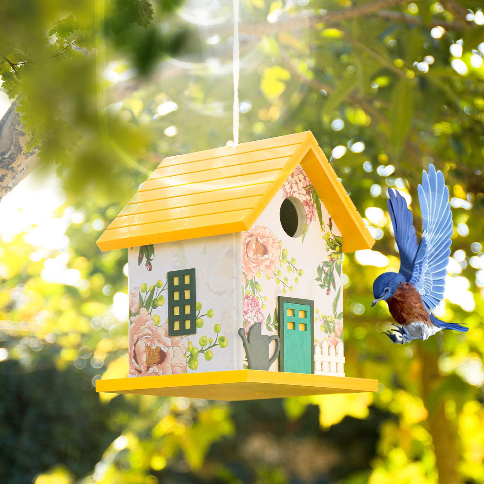 CEDAR ALPHA Spring Melody bluebird house side view highlights compact design