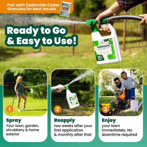 Cedarcide YardSafe cedar-lemongrass formula provides natural repellent properties.