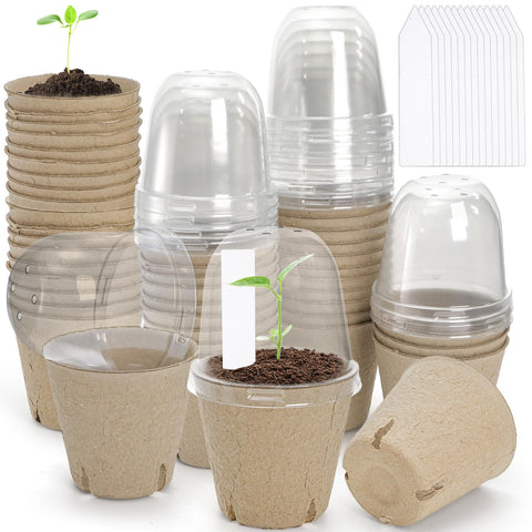 Cedilis 50-set peat pots with dome lids for efficient seed starting