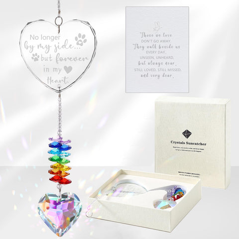 Ceegook dog memorial crystal suncatcher heart with rainbow reflections for comfort