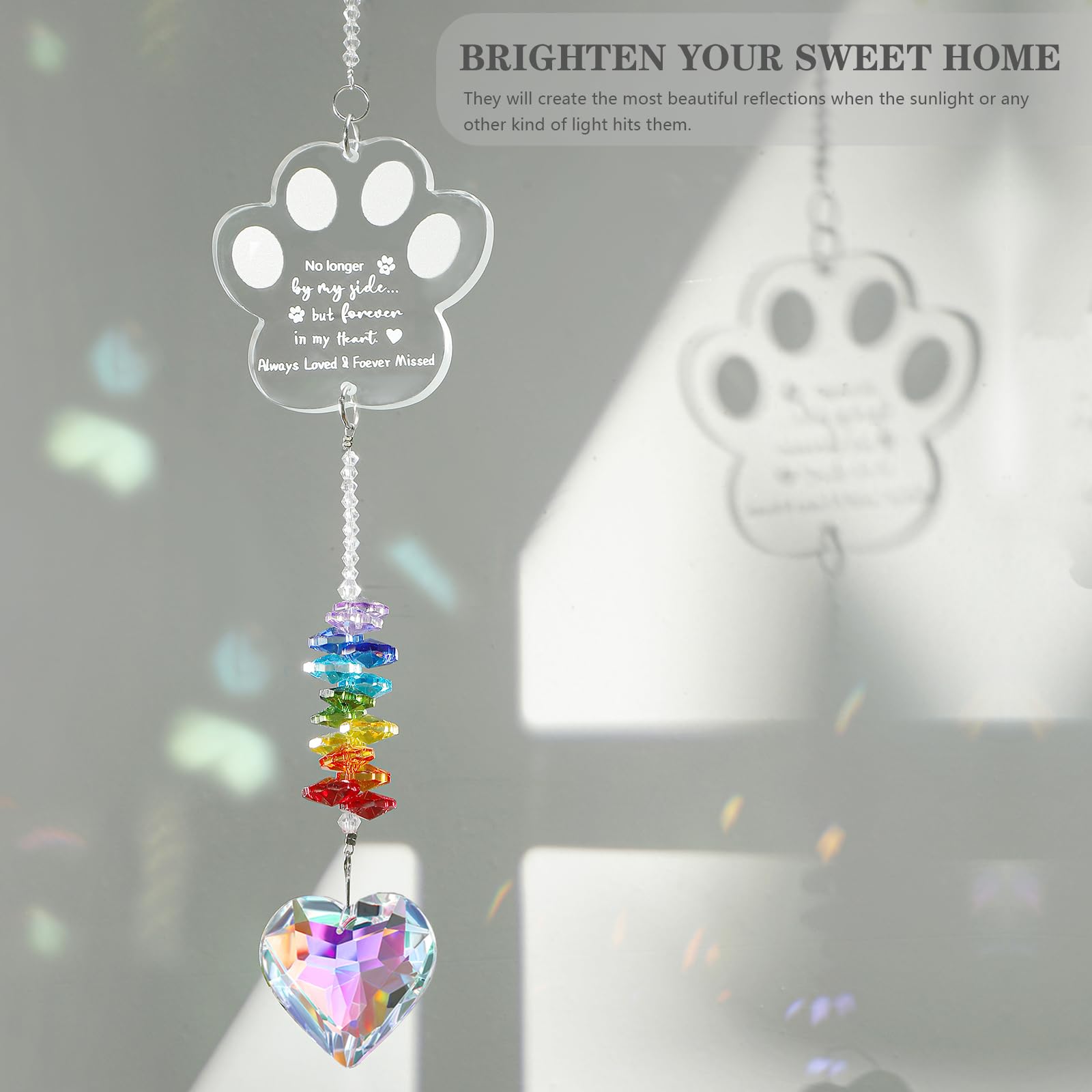 Ceegook pet loss gift suncatcher shines through sunlight for comforting memories
