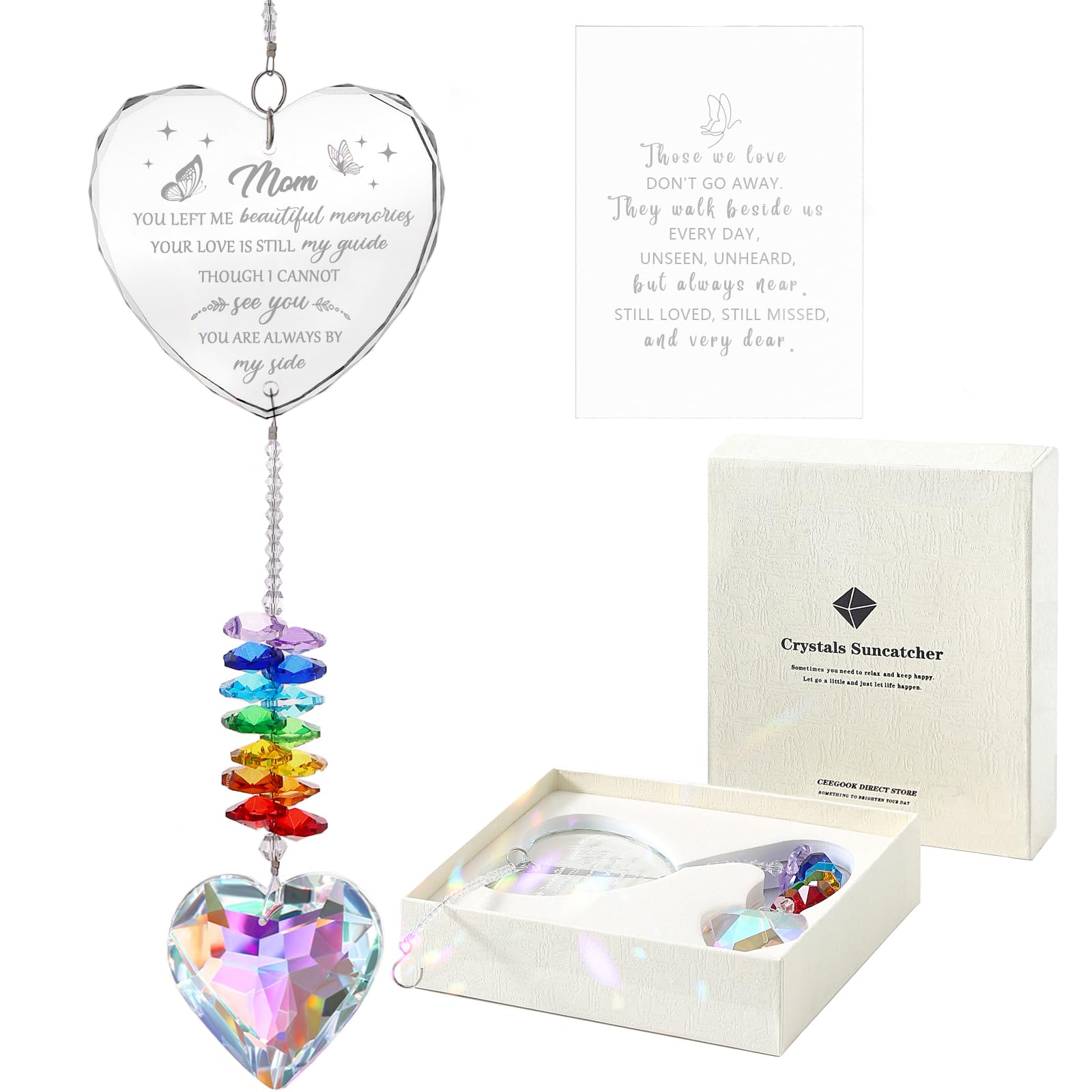 Ceegook Suncatcher memorial mom heart captures light to honor mom.