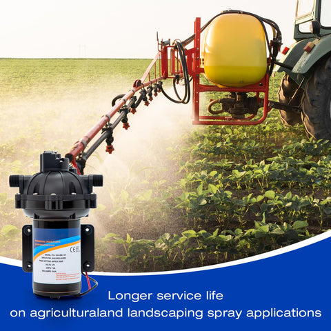 Ceelpeopar 5.5GPM 12V sprayer pump, on-tank view, universal compatibility.