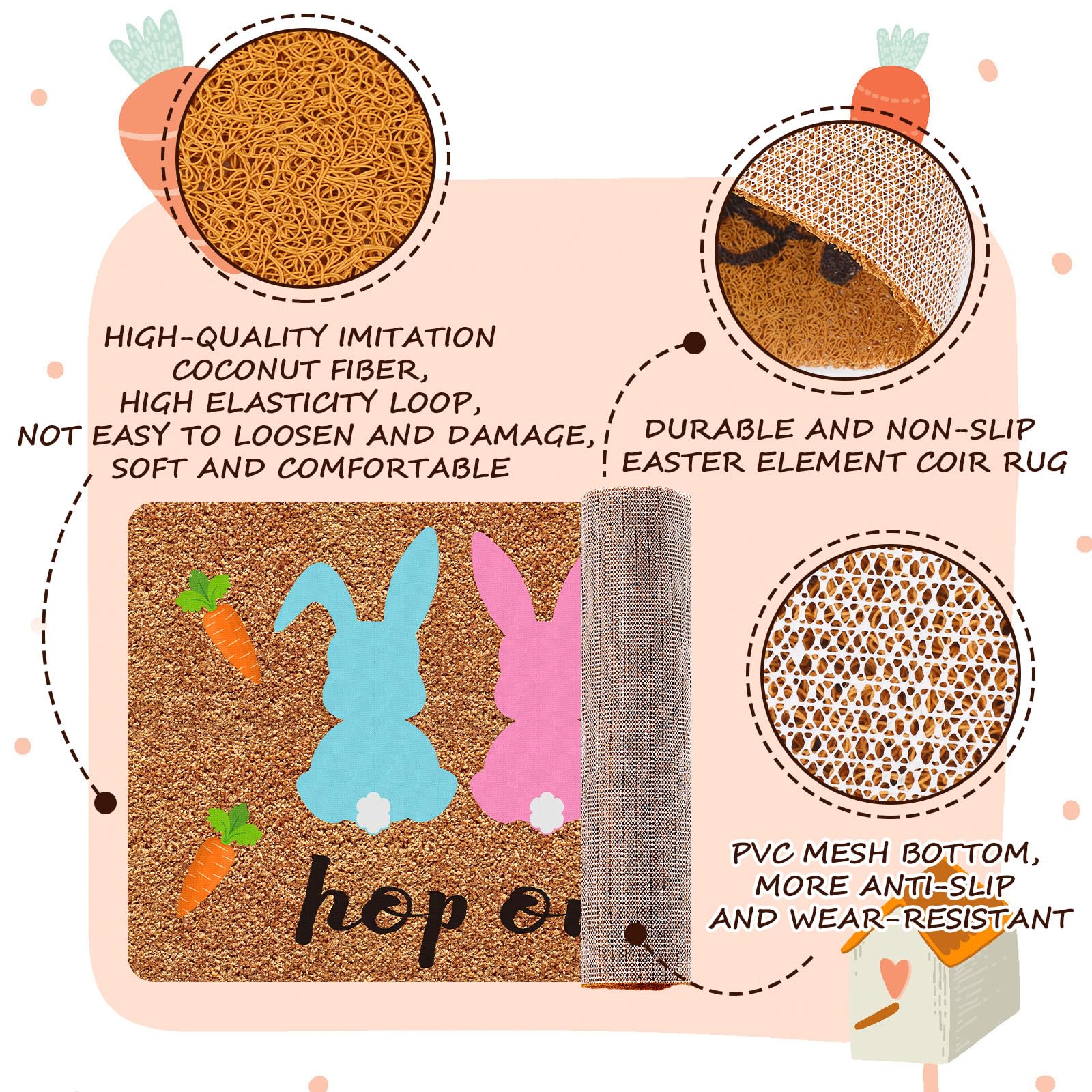 Ceenna colorful Easter pattern doormat brightens the foyer.