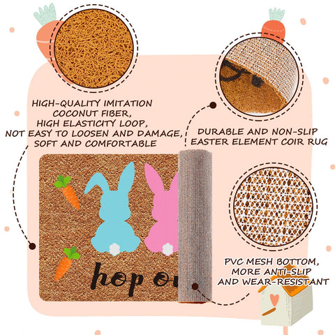 Ceenna colorful Easter pattern doormat brightens the foyer.