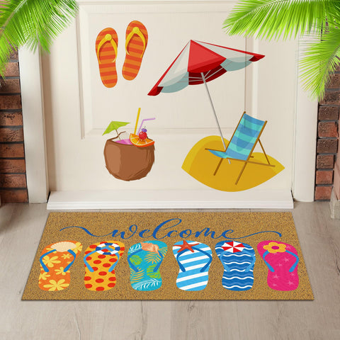 Mat positioned indoors or outdoors, non-slip backing provides stability for daily use.