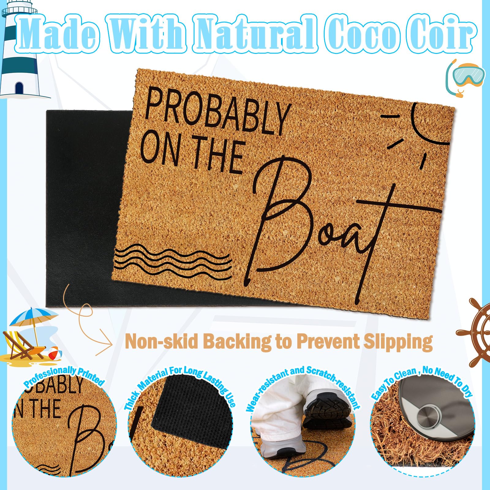 Ceenna Summer Coir Doormat dirt-scrape action helps keep interiors clean.