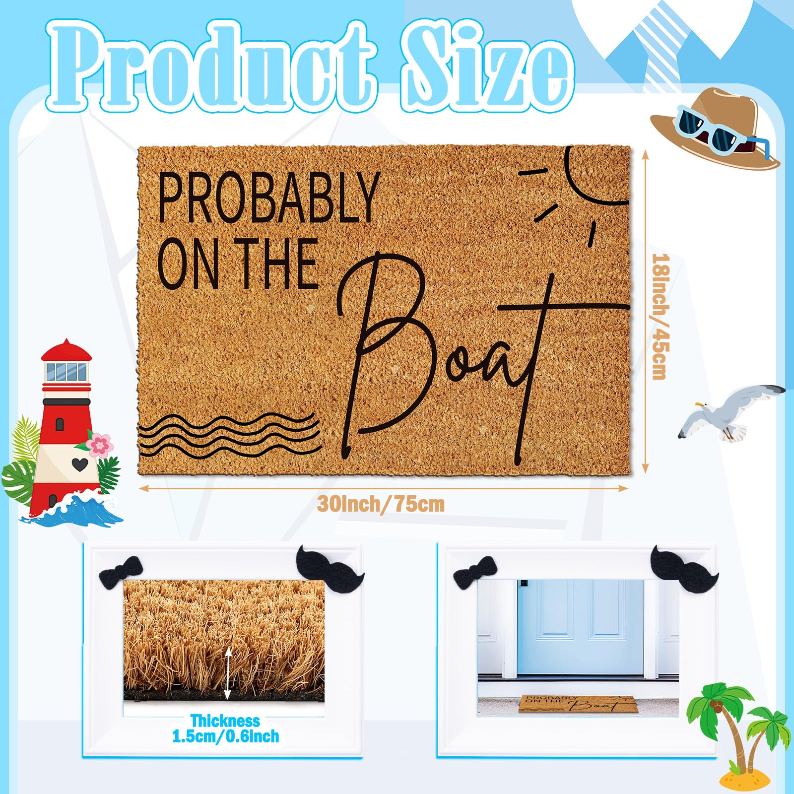 Ceenna Summer Coir Doormat entryway beach pattern adds seasonal charm.