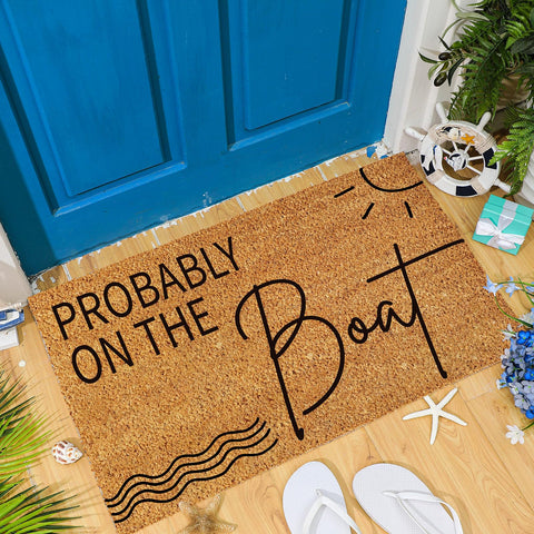 Ceenna Summer Coir Doormat with outdoor Hawaiian aloha fish design welcomes guests and protects floors.