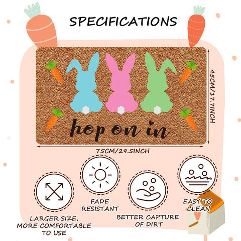 Ceenna welcome mat shows Easter bunny design, adding festive charm to your entry.