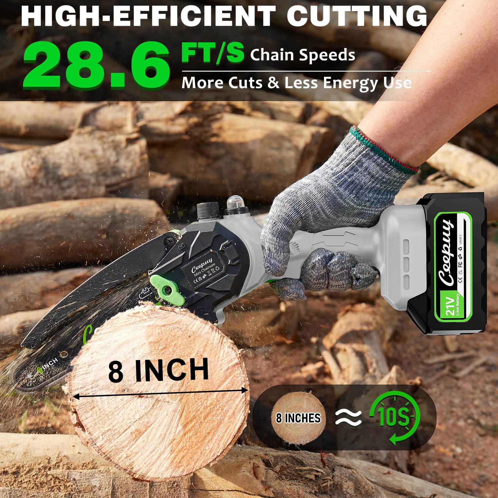 Ceepuy auto oil filling system in use for smooth, maintenance-friendly chainsaw operation.