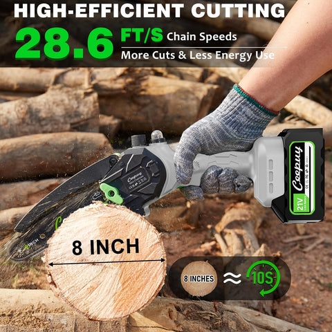 Ceepuy auto oil filling system in use for smooth, maintenance-friendly chainsaw operation.