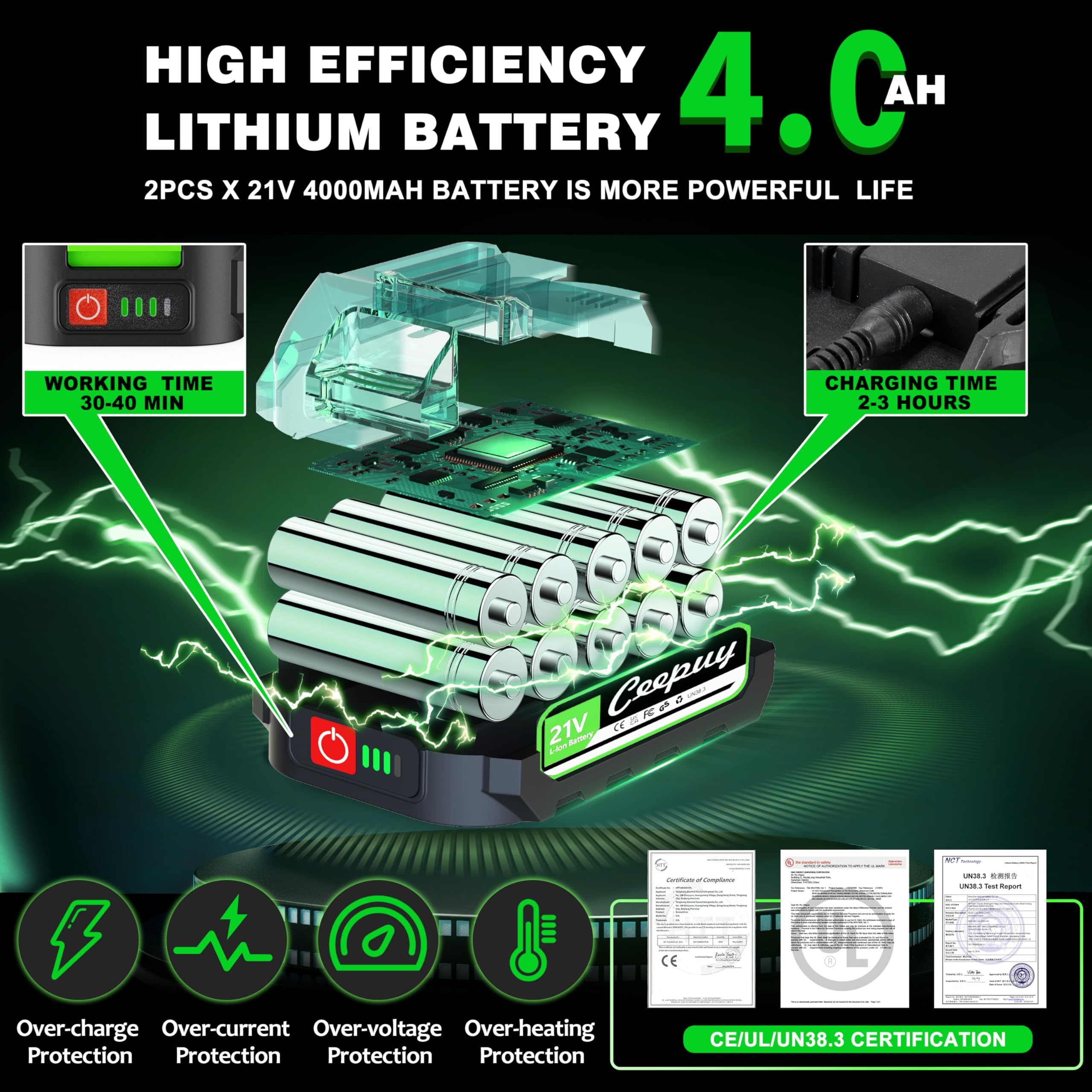 Ceepuy battery pack 2x4000mAh enables longer cuts between charges.