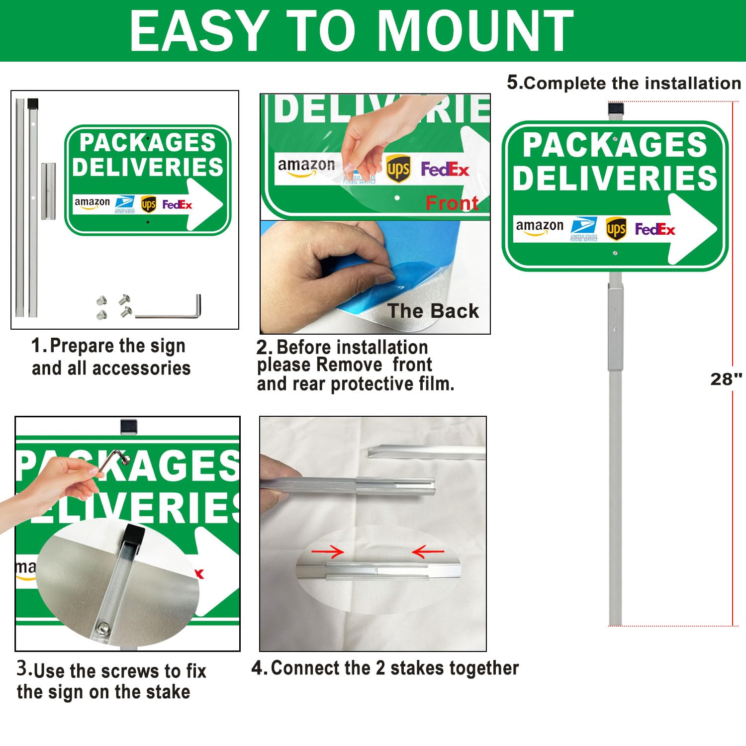 Cefrashi sign features high-contrast green and white for easy visibility